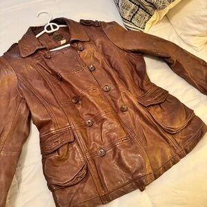 Anthropologie Double-Breasted Leather Jacket